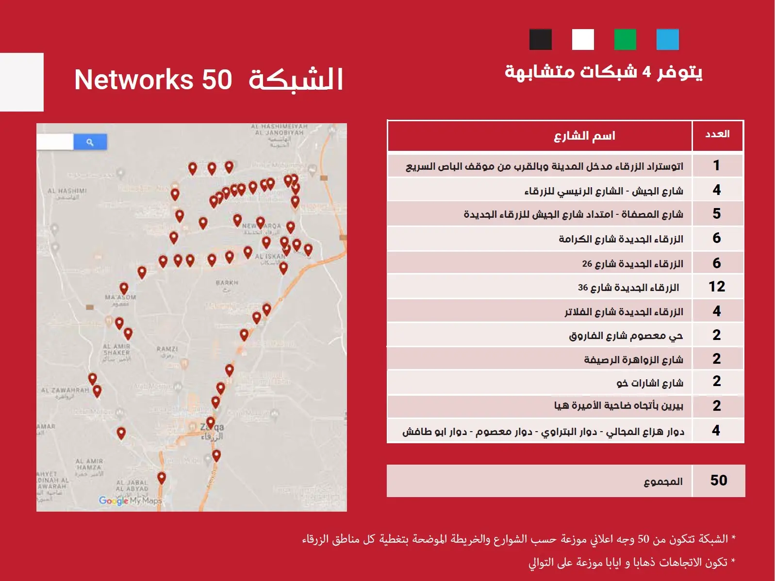 2m2 Billboards in Zarqa, Network of 50